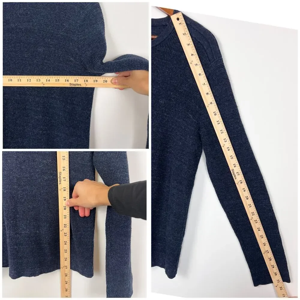 Michael Kors Navy Blue Crewneck Knit Sweater Long Sleeve Mens size L - Picture 6 of 7